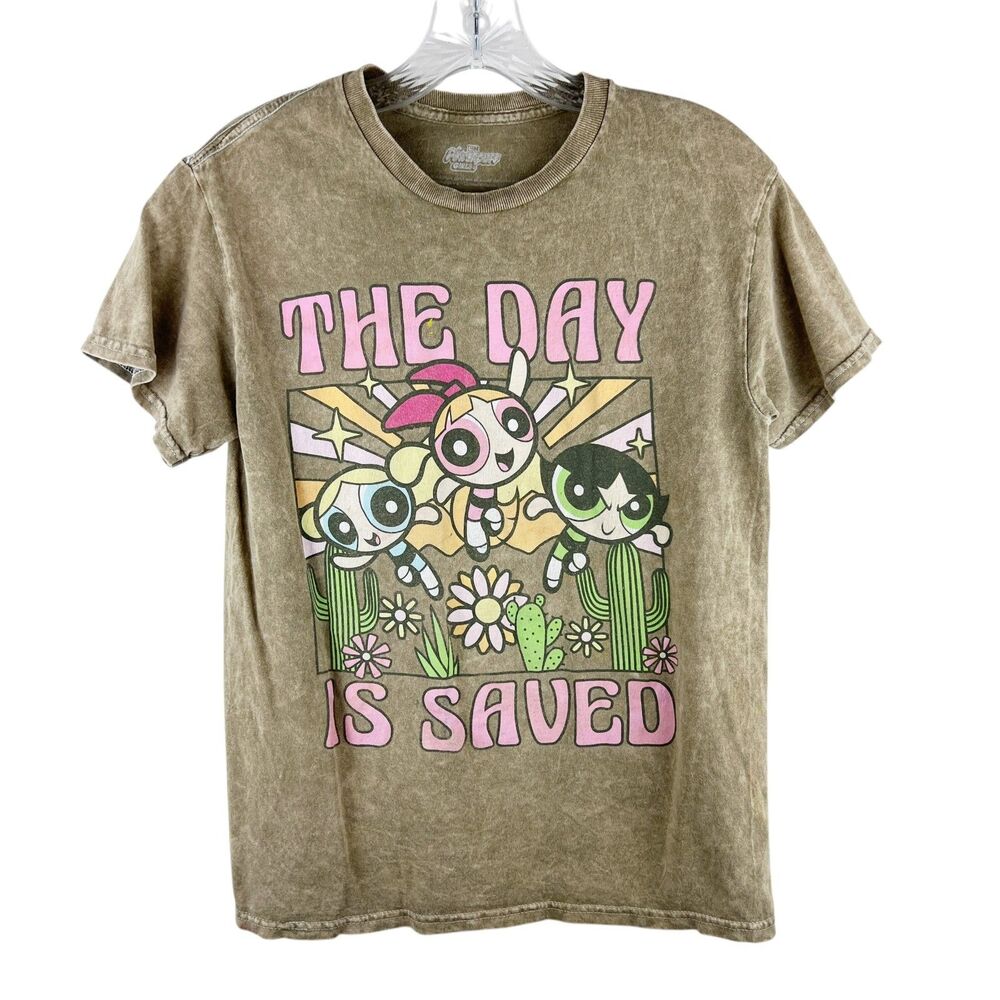 Powerpuff Girls Shirt Women Small Green The Day Is Saved Graphic Tee Shirt